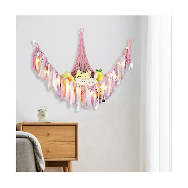 Plushdjursnät eller hängmatta, hängande plushdjurshängmatta, förvaring av leksaker, leksakshängmatta, hörn