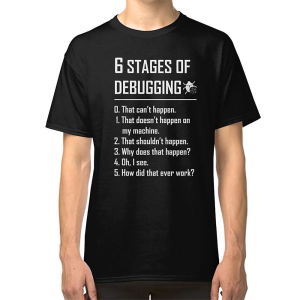 Sex 6 steg av felsökning Rolig t-shirt för programmerare, utvecklare, kodare XXXL