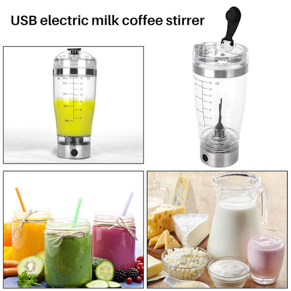 450 ml elektrisk proteinskakare USB-shakerflaska mjölk kaffe mixer vattenflaska rörelse virvel t