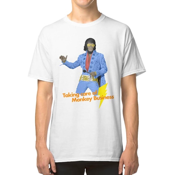 Apornas Planet Elvis Mashup \"Tar Hand om Apkonster\" T-shirt XXXL