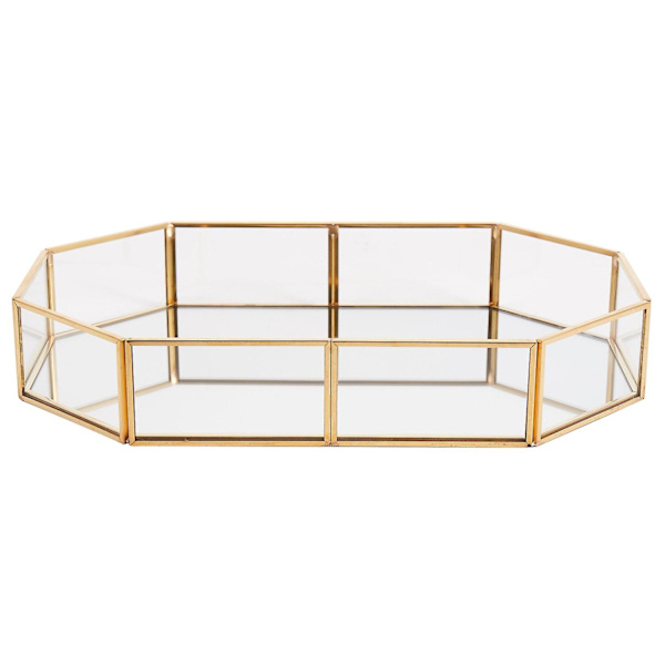 Nordisk Stil Glas Kobber Geometrisk Opbevaringskurv Enkel Stil Hjemtilbehør Organizer