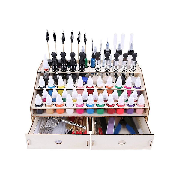 DIY Træ Organizer Malingflaske Display Penselholder Beslag Opbevaring Model Værktøj 58 Flasker pa