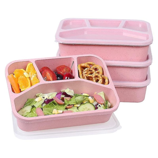 4-pack måltidsförberedande lunchlådor med 4 fack Återanvändbara lunchlådor för barn/småbarn/vuxna