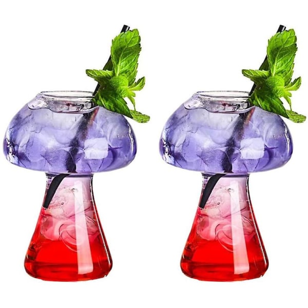 Svampglas Creative Mushroom Cocktail Set med 2 transparenta svampformade dryckesglas