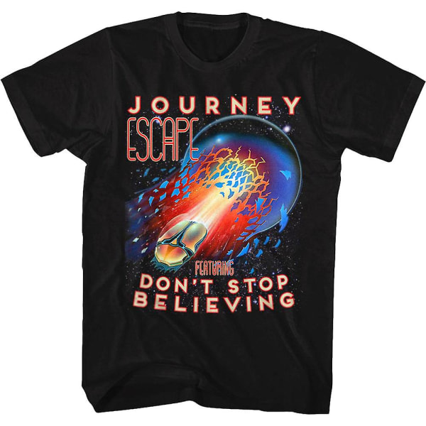 Svart Don't Stop Believing Journey T-skjorte M