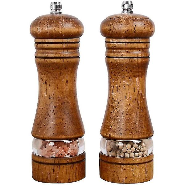 Pepparkvarn, Trä Salt- och Pepparkvarnar Set, 2-pack, Retro
