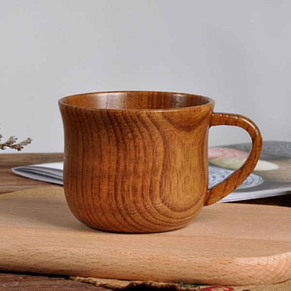 Mugg, högkvalitativ tekopp av naturligt trä, vintage handgjord rund tekopp i trä kaffekopp kaffe