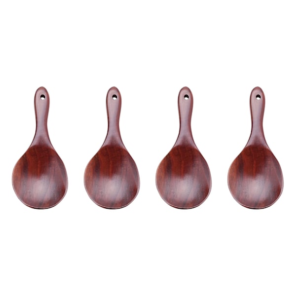 4X teak ske ske af naturligt massivt træ ris ske træ ris padle stor kartoffel servering ske træ
