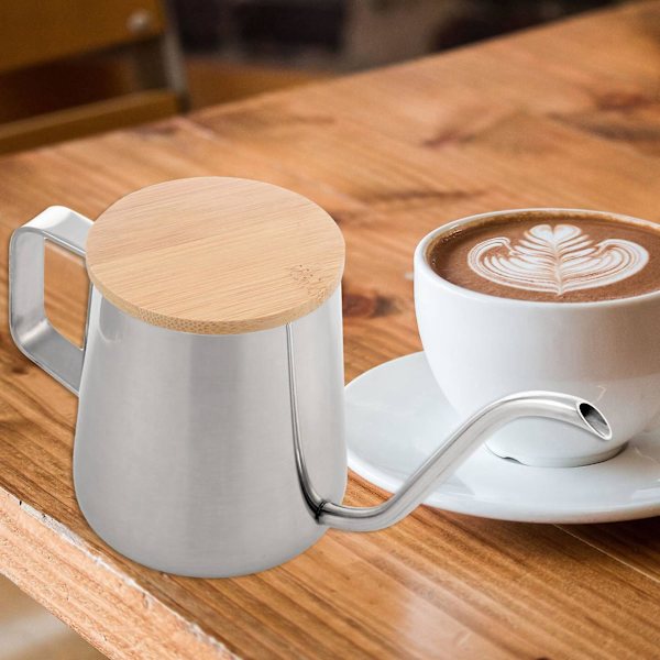 2X, 350ml Lång Smal Pip Kaffe Kan Gooseneck Kanne Rostfritt Stål Hand Drop Kanne Häll I C