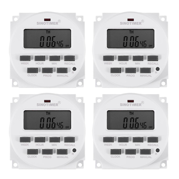 4X Sinotimer Tm618h-2 220V AC Digitaalinen Aikasäädin Ulostulojännite 220v 7 Päivää Viikoittain Ohjelmoitava Aika