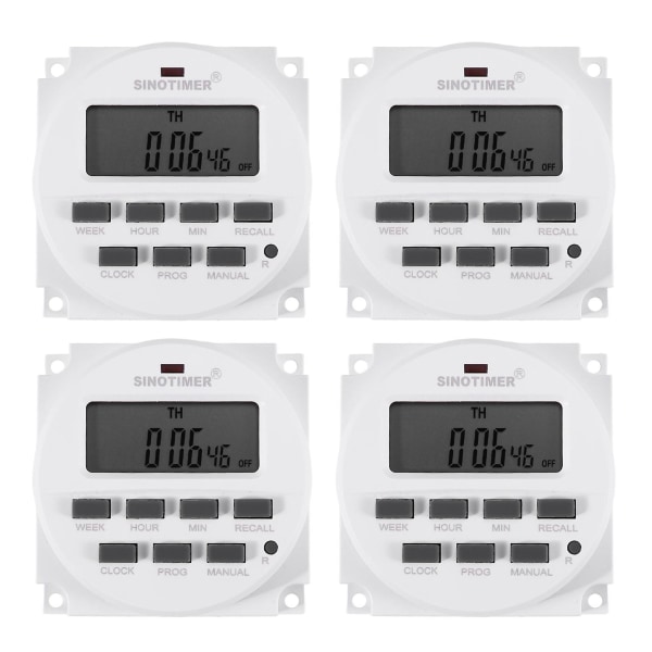 4X Sinotimer Tm618h-2 220V AC Digital Tidssbryter Utgangsspenning 220v 7 Dager Ukentlig Programmerbar Tid
