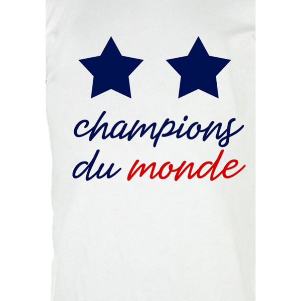 VM-T-shirt Blanc Unisex Champions Du Monde 2 Etoiles M