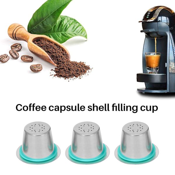 Återanvändbara Kapslar i Rostfritt Stål med Presskaffe Tamper Kaffe Maskin