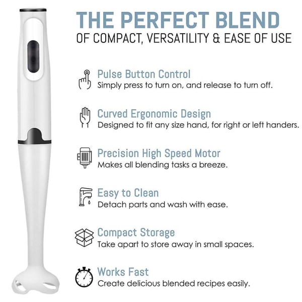 Immersion Blender 300W Turbo Stick blender Kraftfull Ice Crushing Design Puré Smoothies