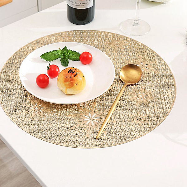 Snøflak Hult Serviett Julebord Dekorasjon PVC Matte 4stk Sølv