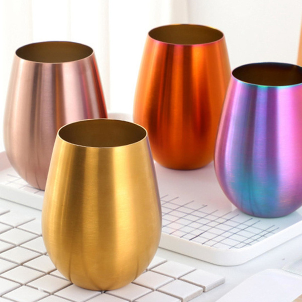 2 st 500ml Ölvin Glas Öl Tumlare Cocktail Juice Mjölk Glas Metall Vattenglas Guld