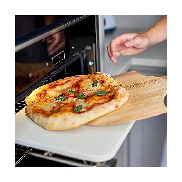 Rund Pizzabräda i Trä med Handgjord Pizzaform i Sten, Pizza Sten, Skärbräda, Serveringsfat, Pizzakaka