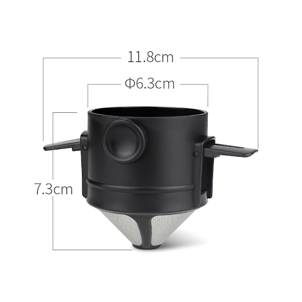 Häll över kaffefilter Bärbar Rostfritt Stål Återanvändbar Kaffebryggare Mini Vikbar Papperslös 1