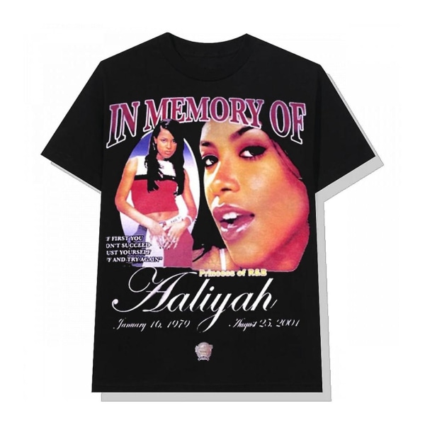 Aaliyah In Memory Sort T-shirt - Sjælden M