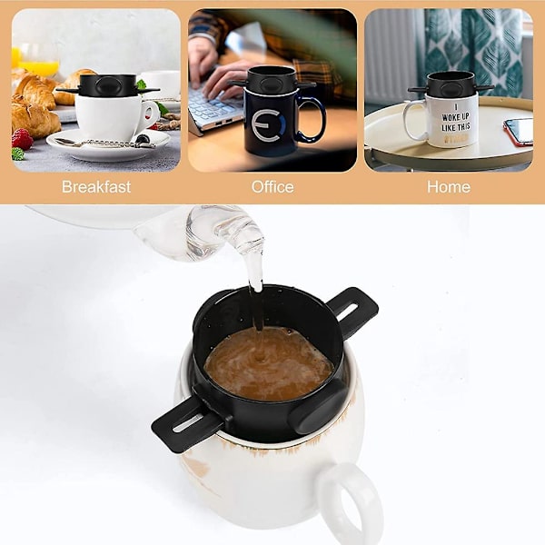 Häll över kaffefilter Bärbar Rostfritt Stål Återanvändbar Kaffebryggare Mini Vikbar Papperslös 1