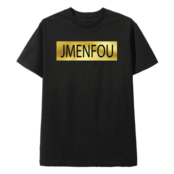 Jmenfoujmenfiche Sort T-shirt Klassisk Kasse Guld S