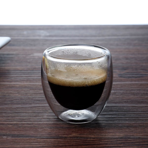 12 sæt med 80 ml dobbeltvæggede hule glaskaffekopper til at drikke te, kaffe, drikkekopper