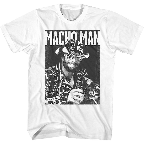 Svart och Vit Macho Man Randy Savage T-shirt XL