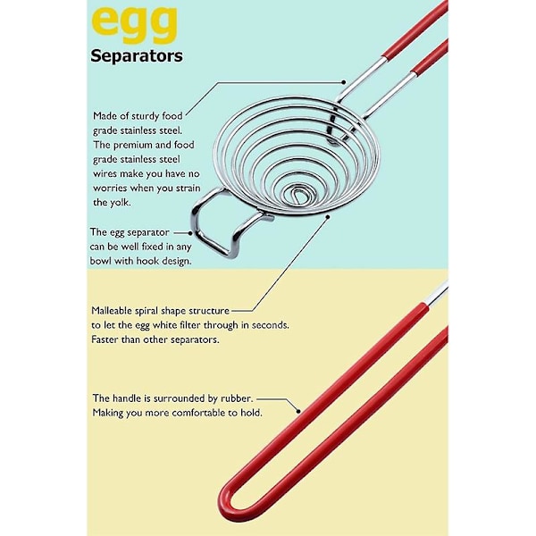 Eggeplomme- og hvite-separator, Rustfritt Stål, 2-delt