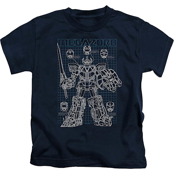Youth Schematic Megazord Mighty Morphin Power Rangers Skjorte M