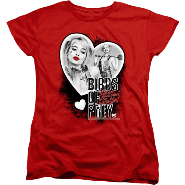 Womens Harley Quinn Hjerte Collage Birds Of Prey Skjorte Ny XL