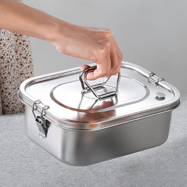 Rostfritt Stål Lunchbox Metall Lunchbox Snack Matbehållare Utomhus Förvaringslåda Lunchbox