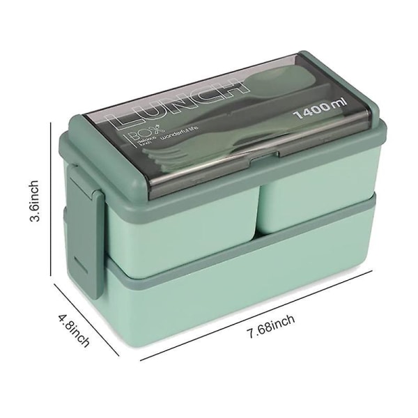 Lunchbox-set, 1400 ml Lunchbox för Vuxna, 3 Fack, Matlåda för Förberedda Måltider