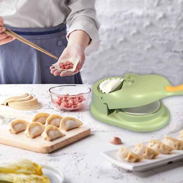 2-i-1 Dumplingtillverkare, Köksverktyg för Dumplingtillverkning, Dumplingform med Mönster, Dumplingdegtillverkare Dumplingformar Green