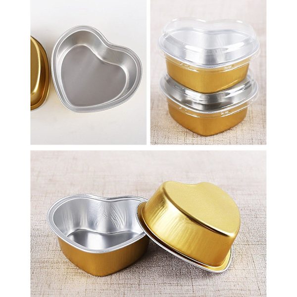 50 st net bakformar mousse kaka pudding kopp dessert låda hjärtaformad bakning aluminium-resistent folie