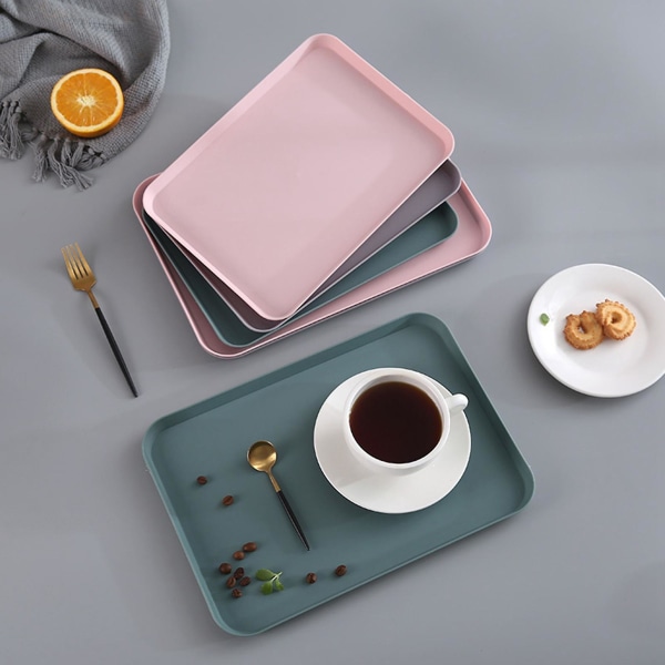 3 stk Nordisk Rektangulær Te-brett Plast Oppbevaringsbrett Hjem Kjøkken Frukt Dessertbrett Liten