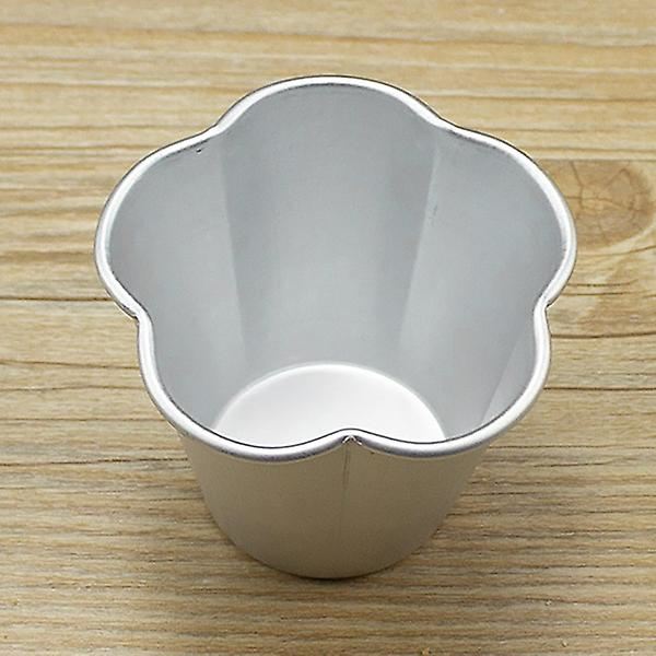 10 st fembladiga blommformade äggtartformar i aluminiumlegering, mousseformar, DIY-gelépudding