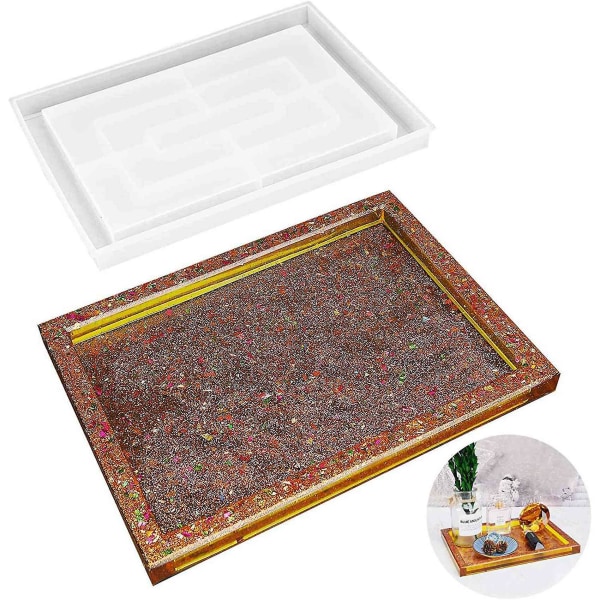 2X Harpiksform Silikon, Epoxy Stor Rektangulær Rullebrettform, Harpiks Serveringsbrettform