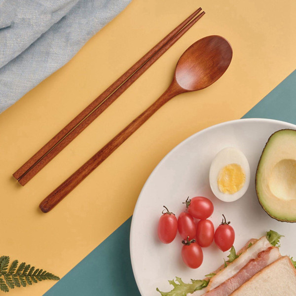 Handgjorda koreanska bestickset i jujubeträ, 50 set med skedar och pinnar