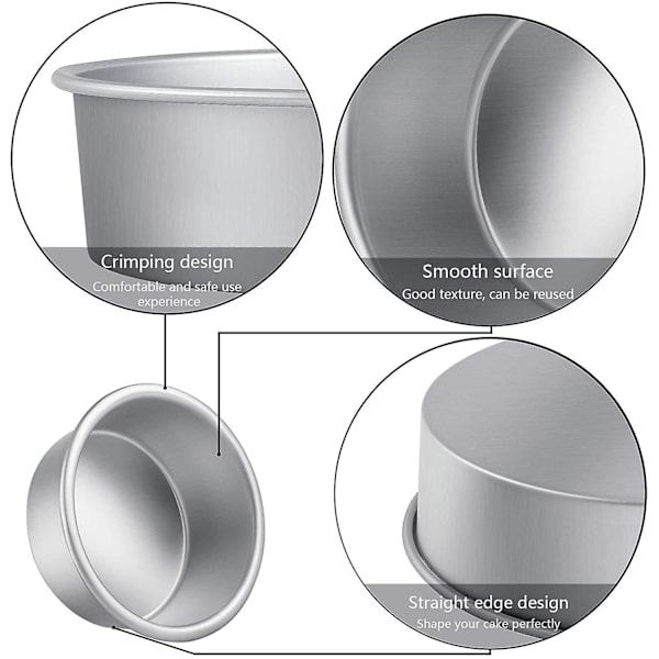 4-pack runda kakformar, non-stick, djupa, med fast botten