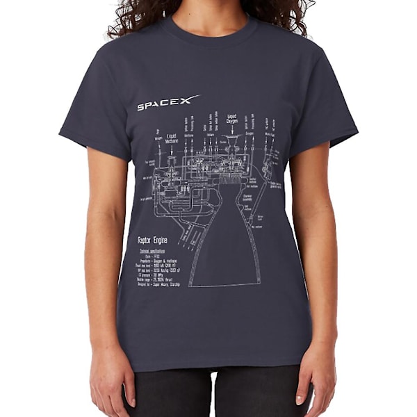 SpaceX Raptor Motor Teknisk Ritning T-shirt navy L