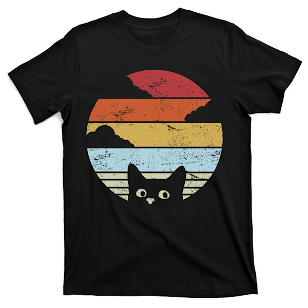 Vintage Solnedgång Katt T-shirt S