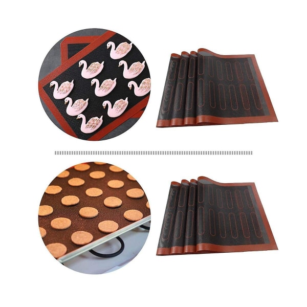 2 stk. Perforerede Silikon Bagemåtter Non-Stick Bageplader til Kiks/Brød/Macarons/