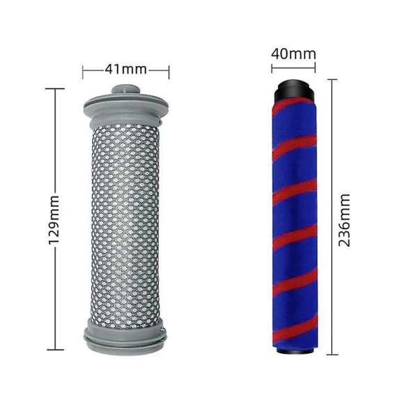 6 stk. Erstatningsrullbørstefilter for A10 A11 Hero/master S11 S12 støvsugerdeler