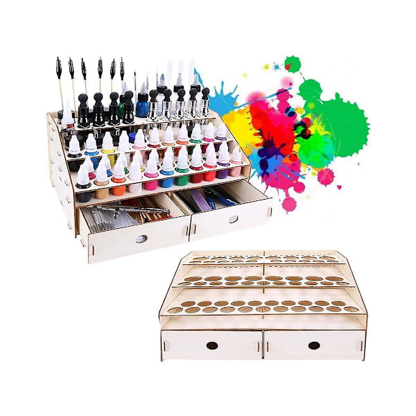DIY Træ Organizer Malingflaske Display Penselholder Beslag Opbevaring Model Værktøj 58 Flasker pa