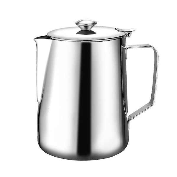 600ml Melkeskumkanne i rustfritt stål med lokk for espresso