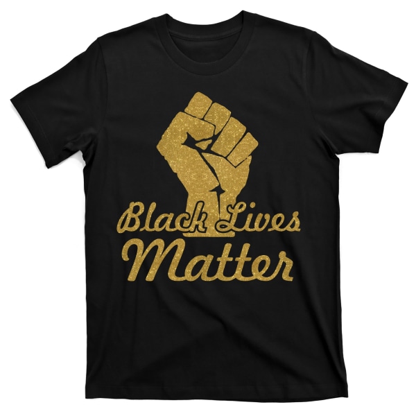 Gold Black Lives Matter Fist Logo T-Shirt L