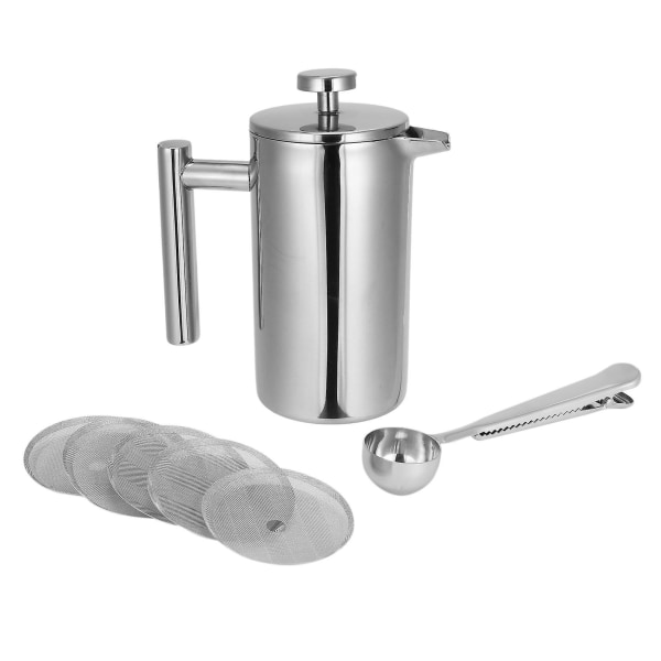 350ml Fransk Presse, 12oz, Dobbelt Vægget Rustfrit Stål Tekande med Kaffe Måleske