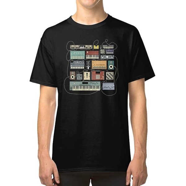 Elektronisk musiker Synthesizer och Drum Machine Dj T-shirt L