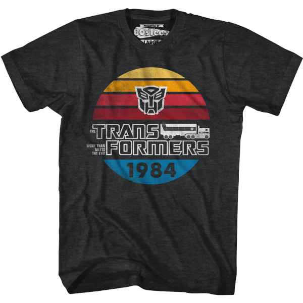 Retro 1984 Stripes Autobots Logo Transformers T-shirt L