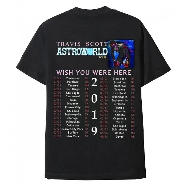 Astroworld Musta T-paita Astroworld Tour 2019 XL